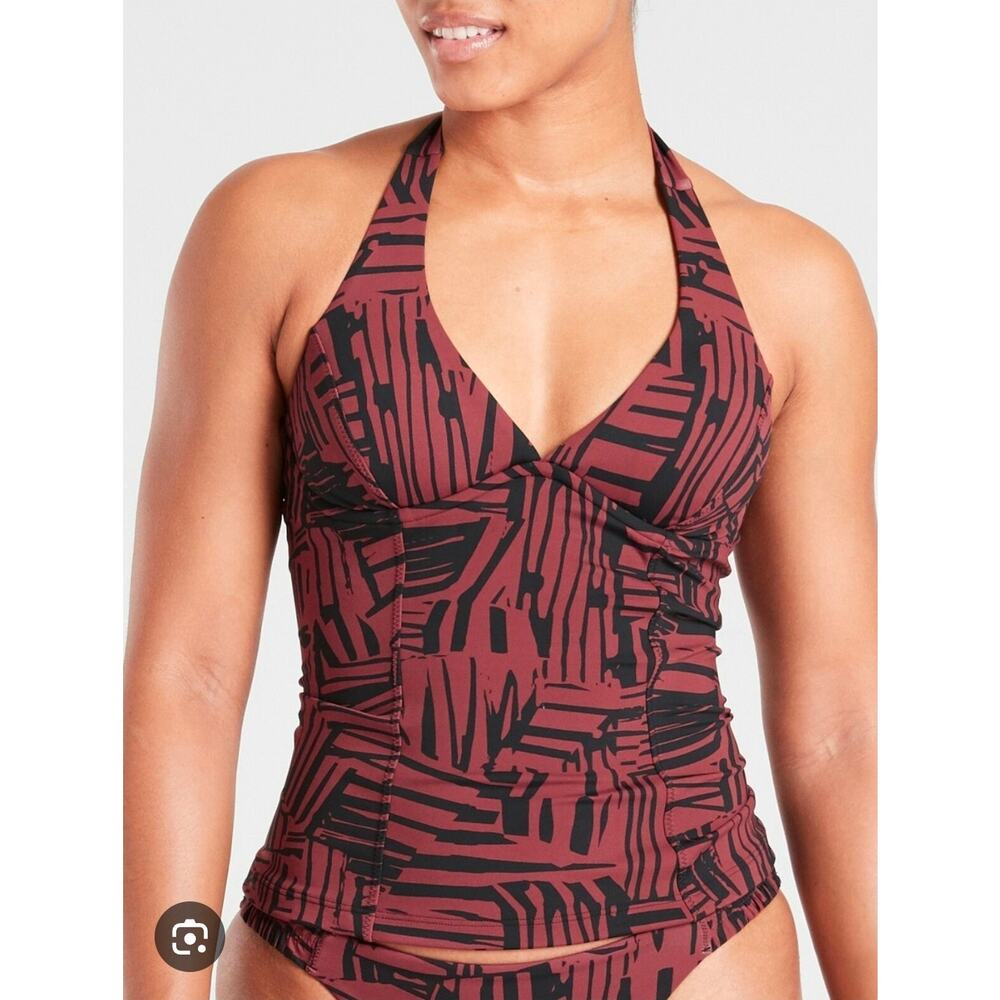 Athleta Women's Sculpted Halter Tankini Top Sienna Print, 36D/DD